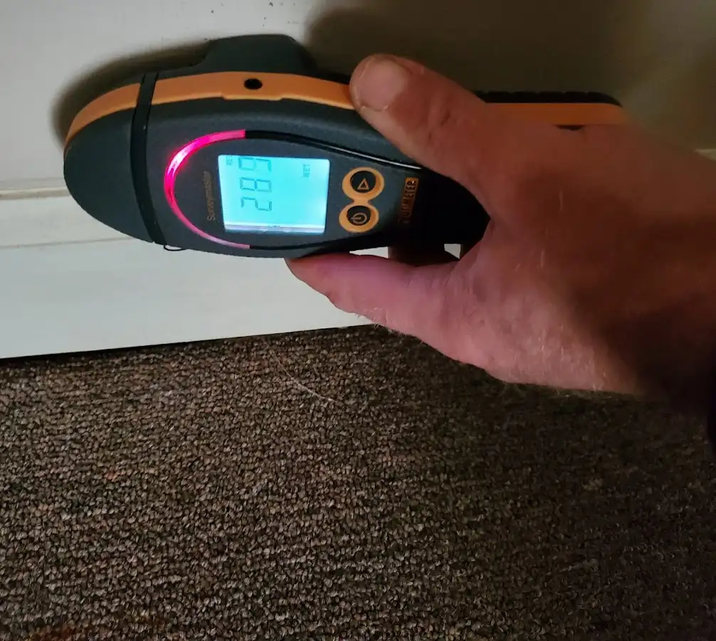 Moisture detection at baseboard during Sewage Cleanup & Sanitation in Hutchinson